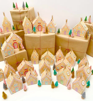 Gingerbread House Village Christmas Advent Calendar - Black Bow Studio