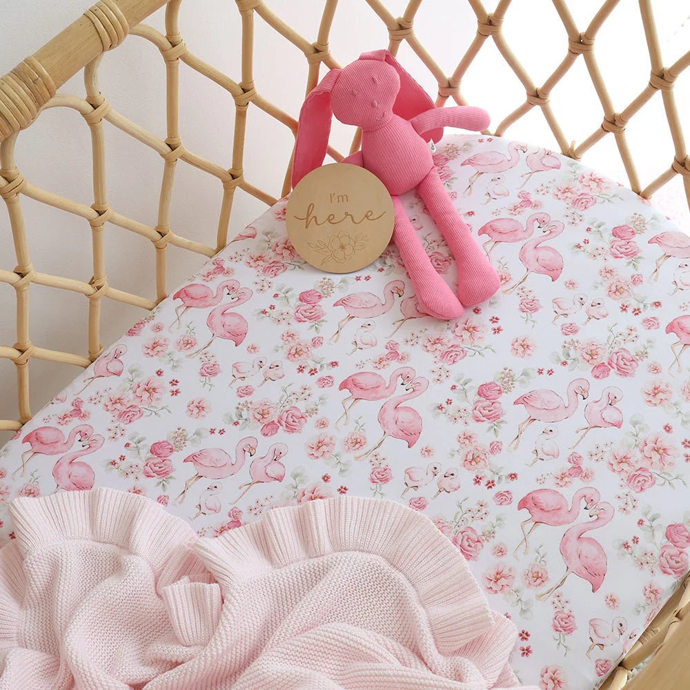 Flamingos Organic Bassinet Sheet / Change Pad Cover - Snuggle Hunny