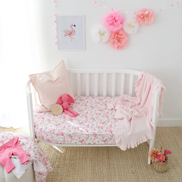 Flamingos Organic Fitted Cot Sheet - Snuggle Hunny