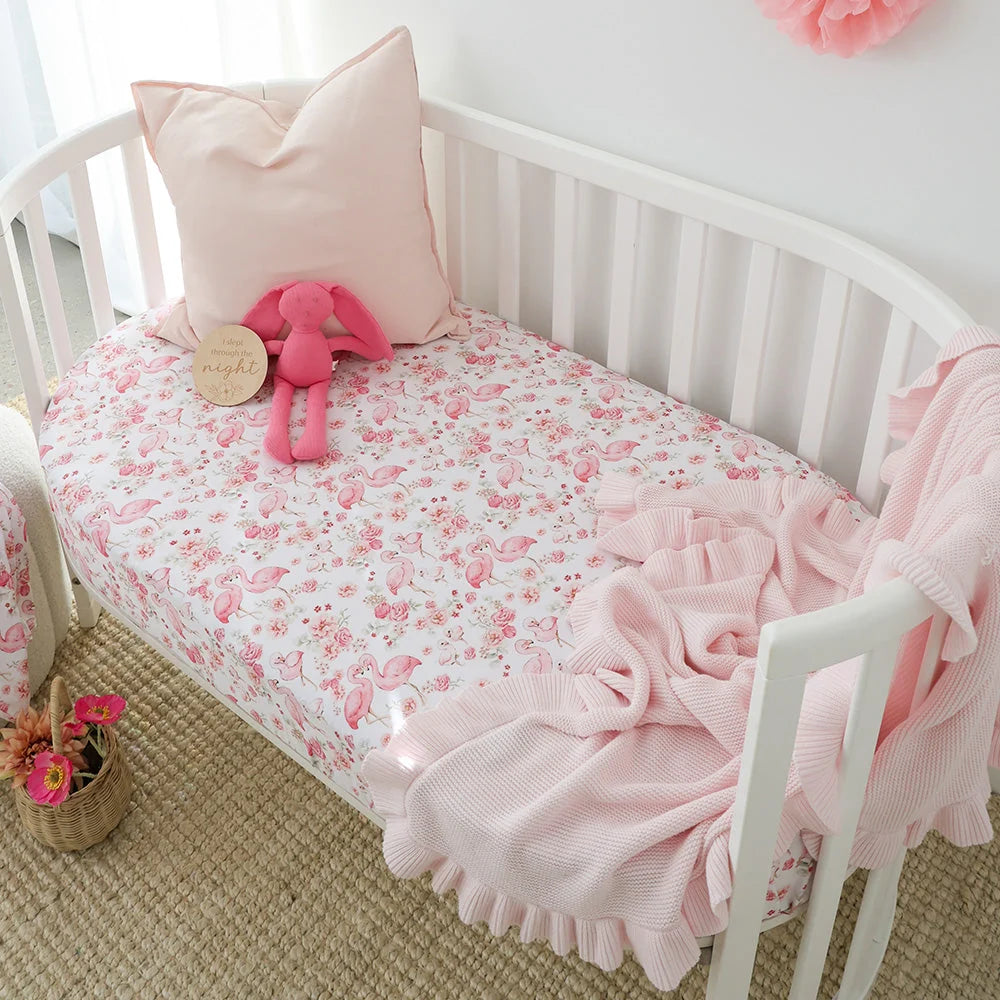 Flamingos Organic Fitted Cot Sheet - Snuggle Hunny