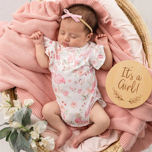 Flamingos Short Sleeve Organic Bodysuit with Frill - Snuggle Hunny