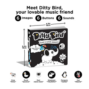 Musical Book - Black & White Animals - Ditty Bird