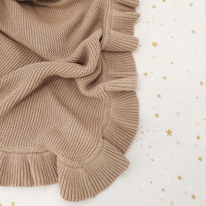 Hazelnut Ruffle Knit Organic Baby Blanket - Snuggle Hunny