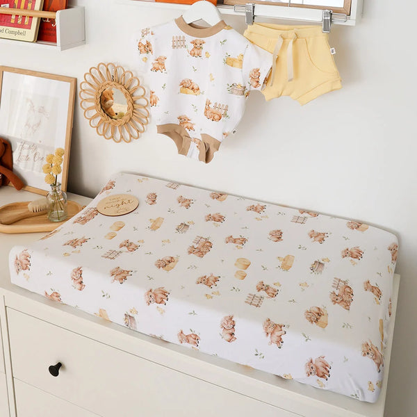 Highland Cows Organic Bassinet Sheet / Change Pad Cover - Snuggle Hunny