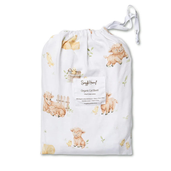 Highland Cows Organic Fitted Cot Sheet - Snuggle Hunny