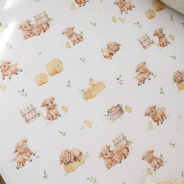 Highland Cows Organic Fitted Cot Sheet - Snuggle Hunny