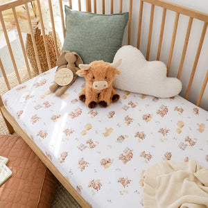 Highland Cows Organic Fitted Cot Sheet - Snuggle Hunny
