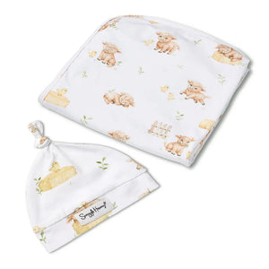 Highland Cows Organic Jersey Wrap & Beanie Set - Snuggle Hunny