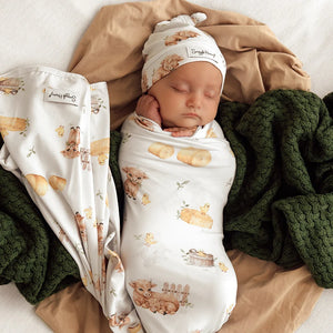 Highland Cows Organic Jersey Wrap & Beanie Set - Snuggle Hunny