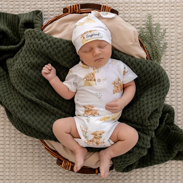 Highland Cows Short Sleeve Organic Bodysuit - 0-3 months - Snuggle Hunny
