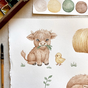 Highland Cows Organic Fitted Cot Sheet - Snuggle Hunny
