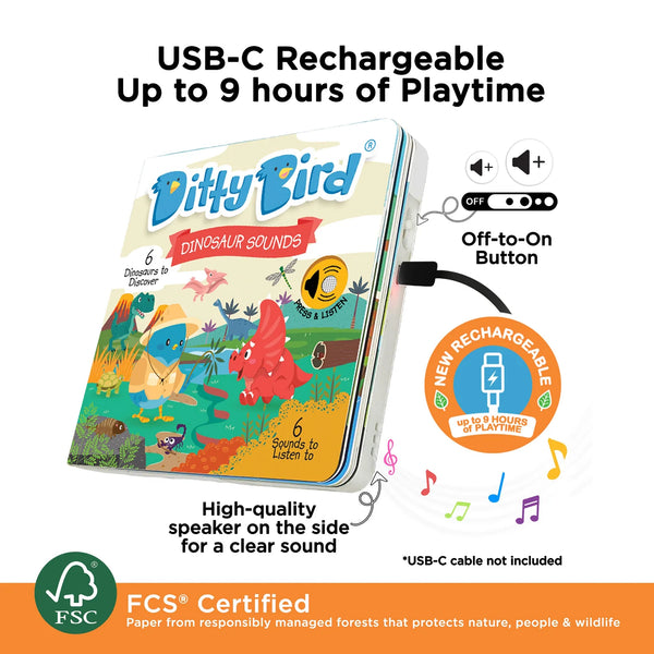 Musical Book - Dinosaur Sounds - Ditty Bird