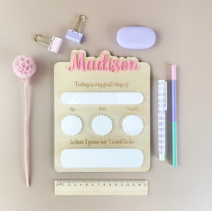 Personalised First day of School Board - Pink - Luma Light