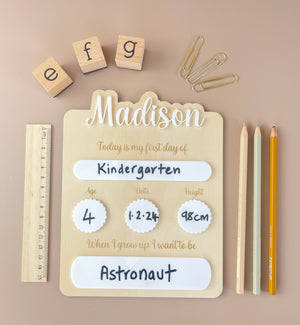 Personalised First day of School Board - White - Luma Light
