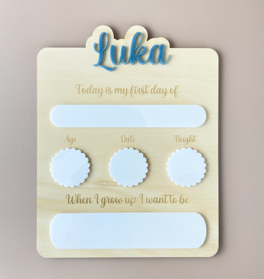 Personalised First day of School Board - Slate - Luma Light