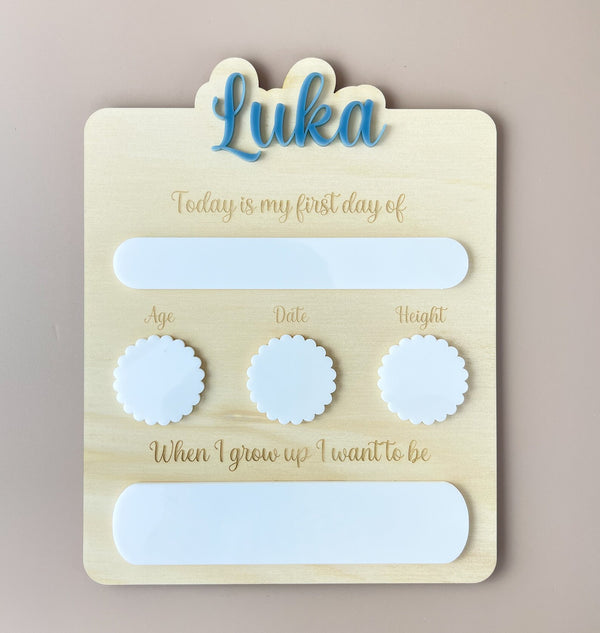 Personalised First day of School Board - Slate - Luma Light