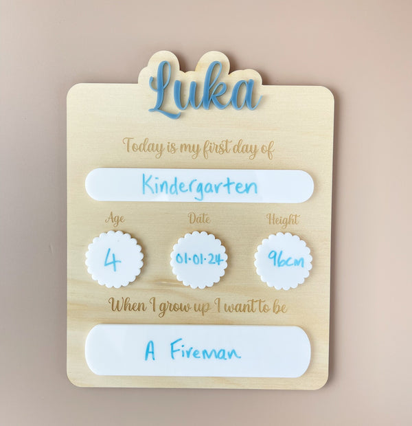 Personalised First day of School Board - Slate - Luma Light