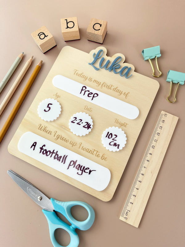 Personalised First day of School Board - Slate - Luma Light