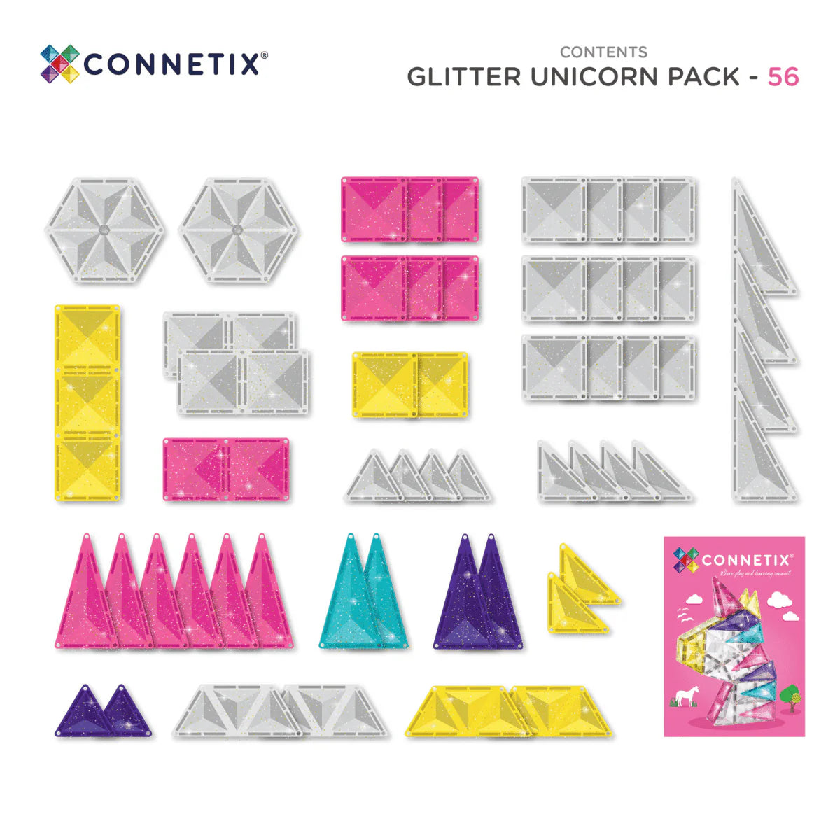 Glitter Unicorn Pack - 56 piece - Connetix