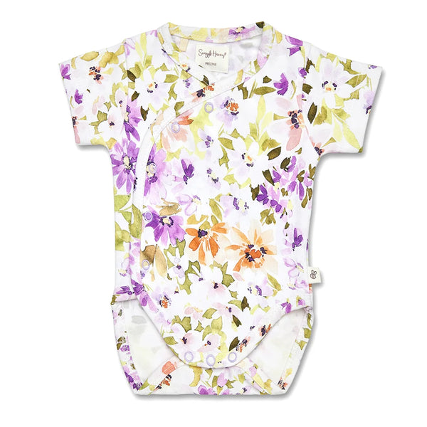 Isla Short Sleeve Organic Kimono Bodysuit - Snuggle Hunny