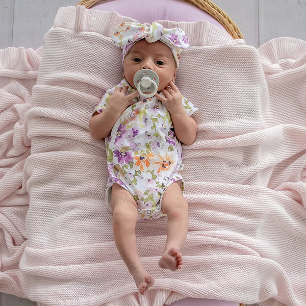 Isla Short Sleeve Organic Kimono Bodysuit - Snuggle Hunny