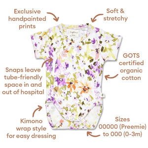 Isla Short Sleeve Organic Kimono Bodysuit - Snuggle Hunny
