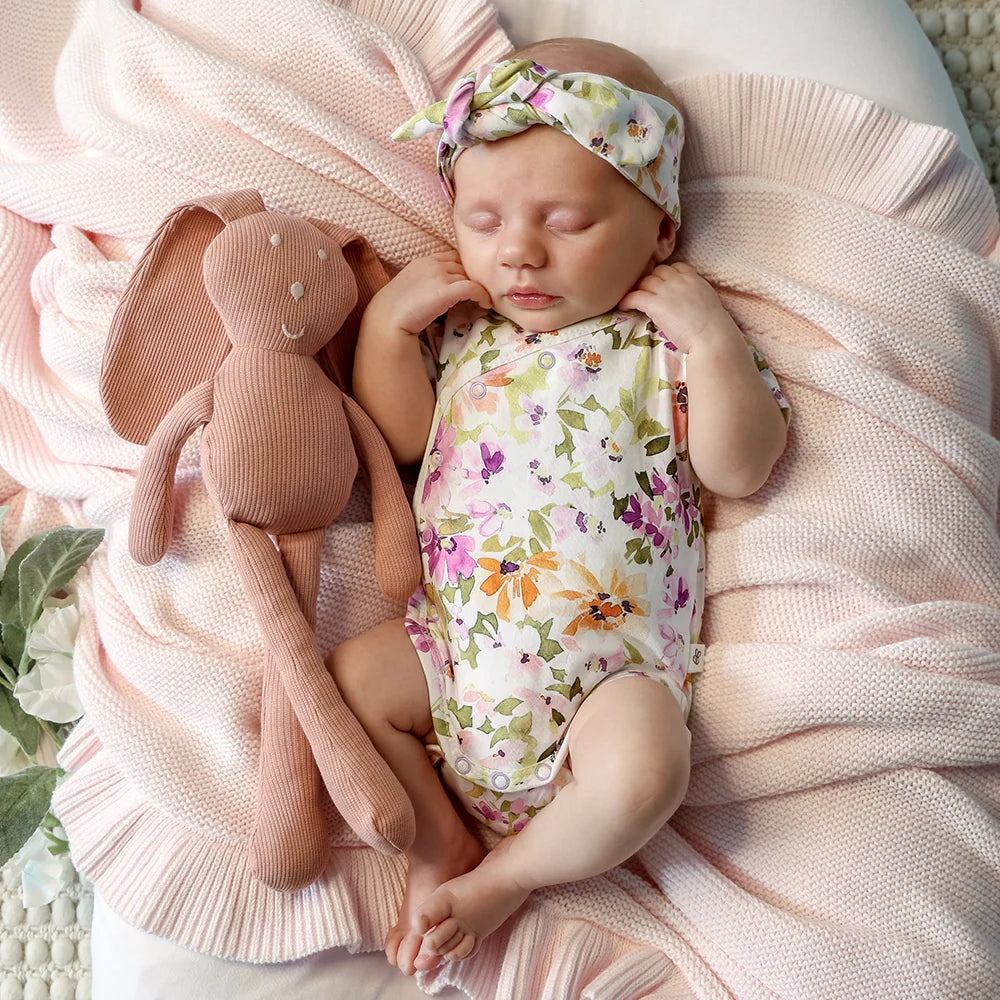 Isla Short Sleeve Organic Kimono Bodysuit - Snuggle Hunny