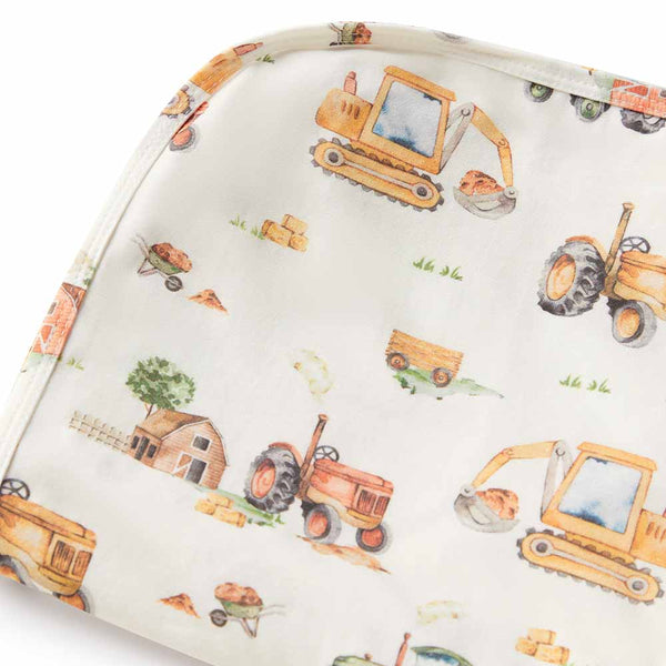Diggers & Tractors Organic Jersey Wrap & Beanie Set - Snuggle Hunny