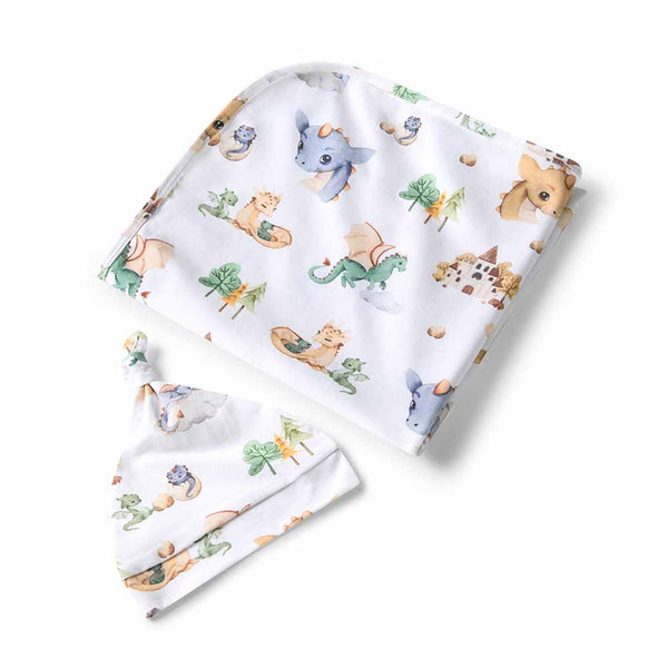 Dragon Organic Jersey Wrap & Beanie Set - Snuggle Hunny