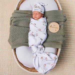 Duck Pond Organic Jersey Wrap & Beanie Set - Snuggle Hunny