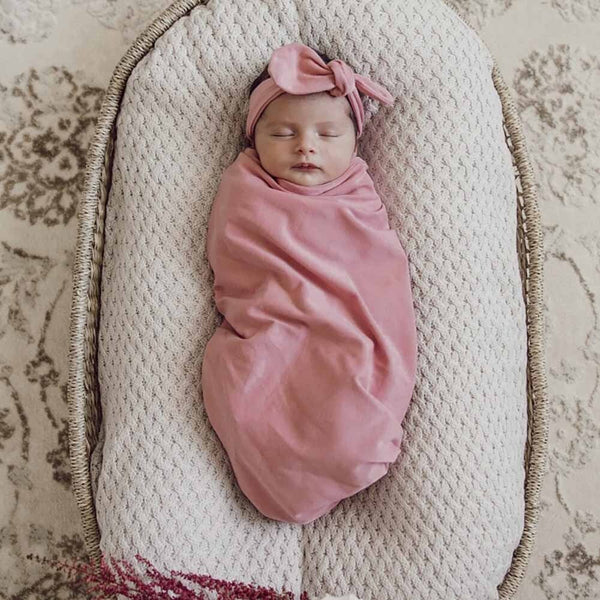 Jewel Pink Organic Jersey Wrap & Topknot Set - Snuggle Hunny