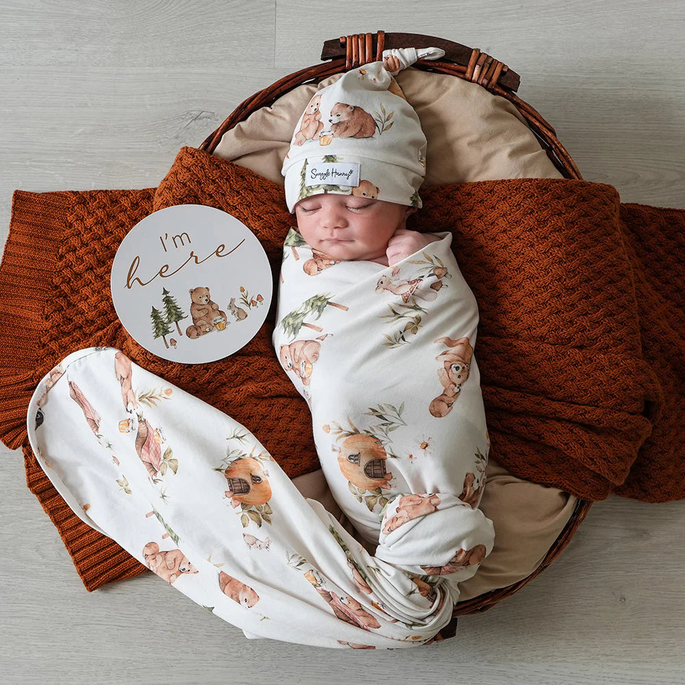 Bears Organic Jersey Wrap & Beanie Set - Snuggle Hunny