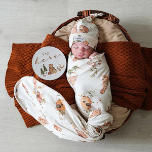 Bears Organic Jersey Wrap & Beanie Set - Snuggle Hunny