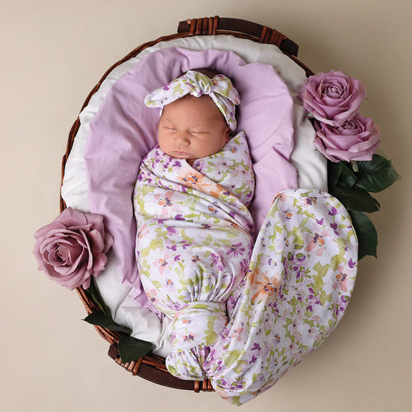 Isla Organic Jersey Wrap & Topknot Set - Snuggle Hunny