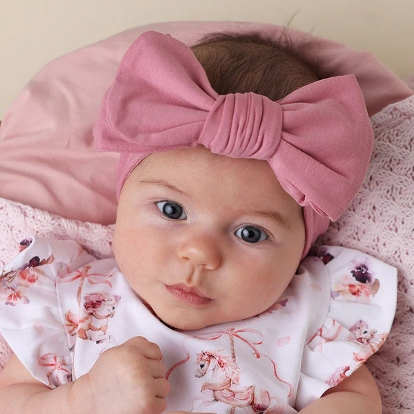 Jewel Pink Organic Oversized Bow - Snuggle Hunny