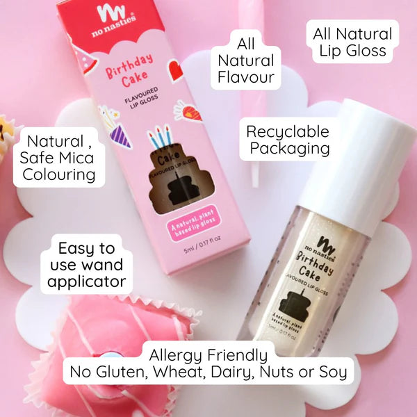 Natural Kids Lip Gloss Wand - Birthday Cake - No Nasties
