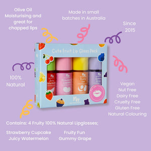 Cute Fruit Natural Kids Lip Gloss Gift Set - No Nasties