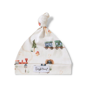 Trains Organic Knotted Beanie - Snuggle Hunny