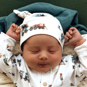 Trains Organic Knotted Beanie - Snuggle Hunny