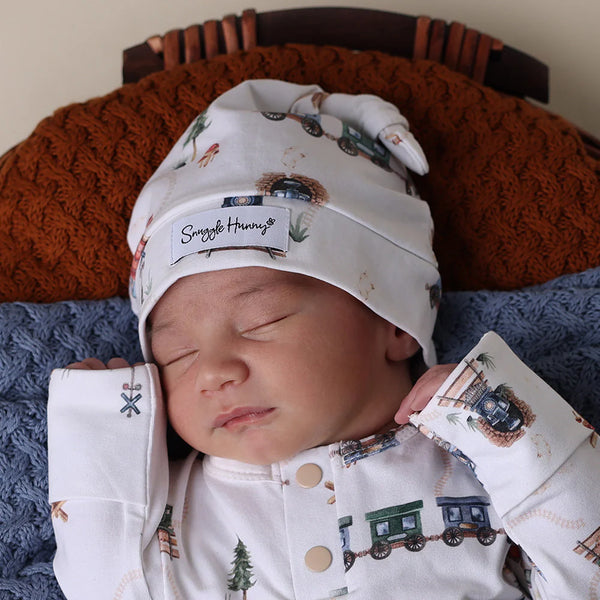 Trains Organic Knotted Beanie - Snuggle Hunny