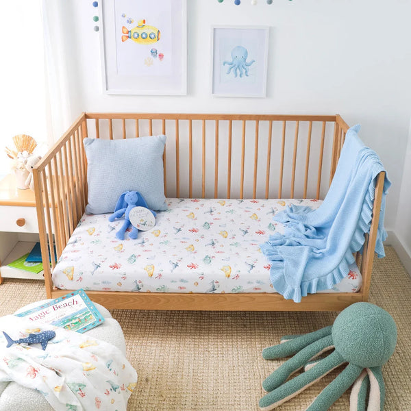 Little Subs Organic Fitted Cot Sheet - Snuggle Hunny