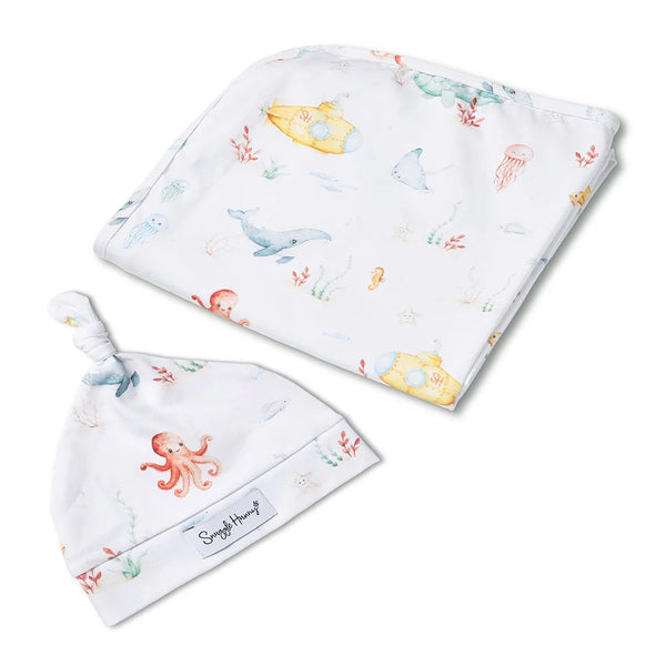 Little Subs Organic Jersey Wrap & Beanie Set - Snuggle Hunny