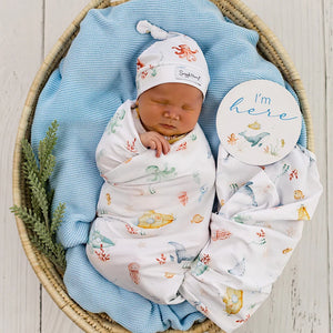 Little Subs Organic Jersey Wrap & Beanie Set - Snuggle Hunny