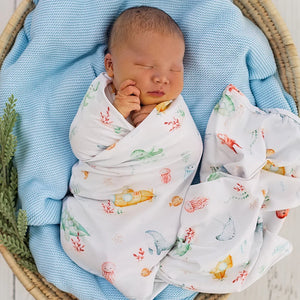 Little Subs Organic Jersey Wrap & Beanie Set - Snuggle Hunny