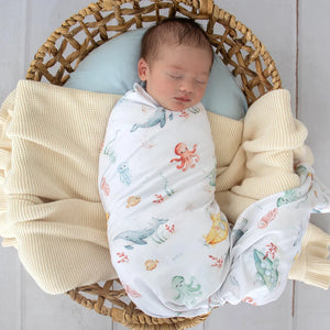 Little Subs Organic Jersey Wrap & Beanie Set - Snuggle Hunny