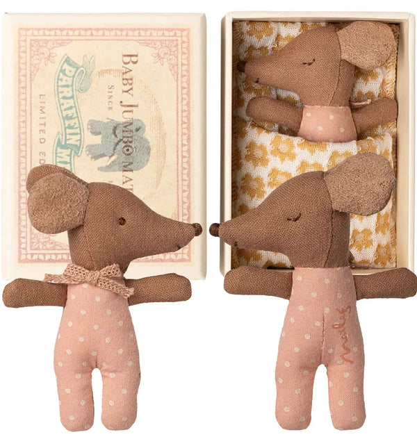 Sleepy Wakey Baby Mouse in box Rose - Maileg