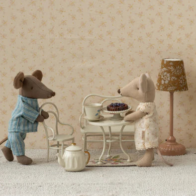 Cafe Set for Brother & Sister Mice, - White - Maileg