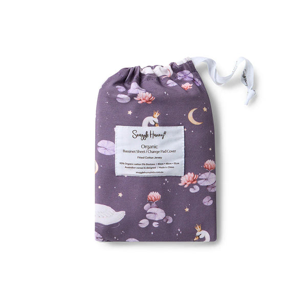 Midnight Swan Organic Bassinet Sheet / Change Pad Cover - Snuggle Hunny