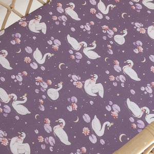 Midnight Swan Organic Bassinet Sheet / Change Pad Cover - Snuggle Hunny