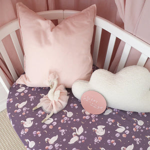 Midnight Swan Organic Fitted Cot Sheet - Snuggle Hunny